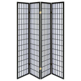 Roberto 4-Panel Room Divider Folding Shoji Screen Black - Tampa Furniture Outlet