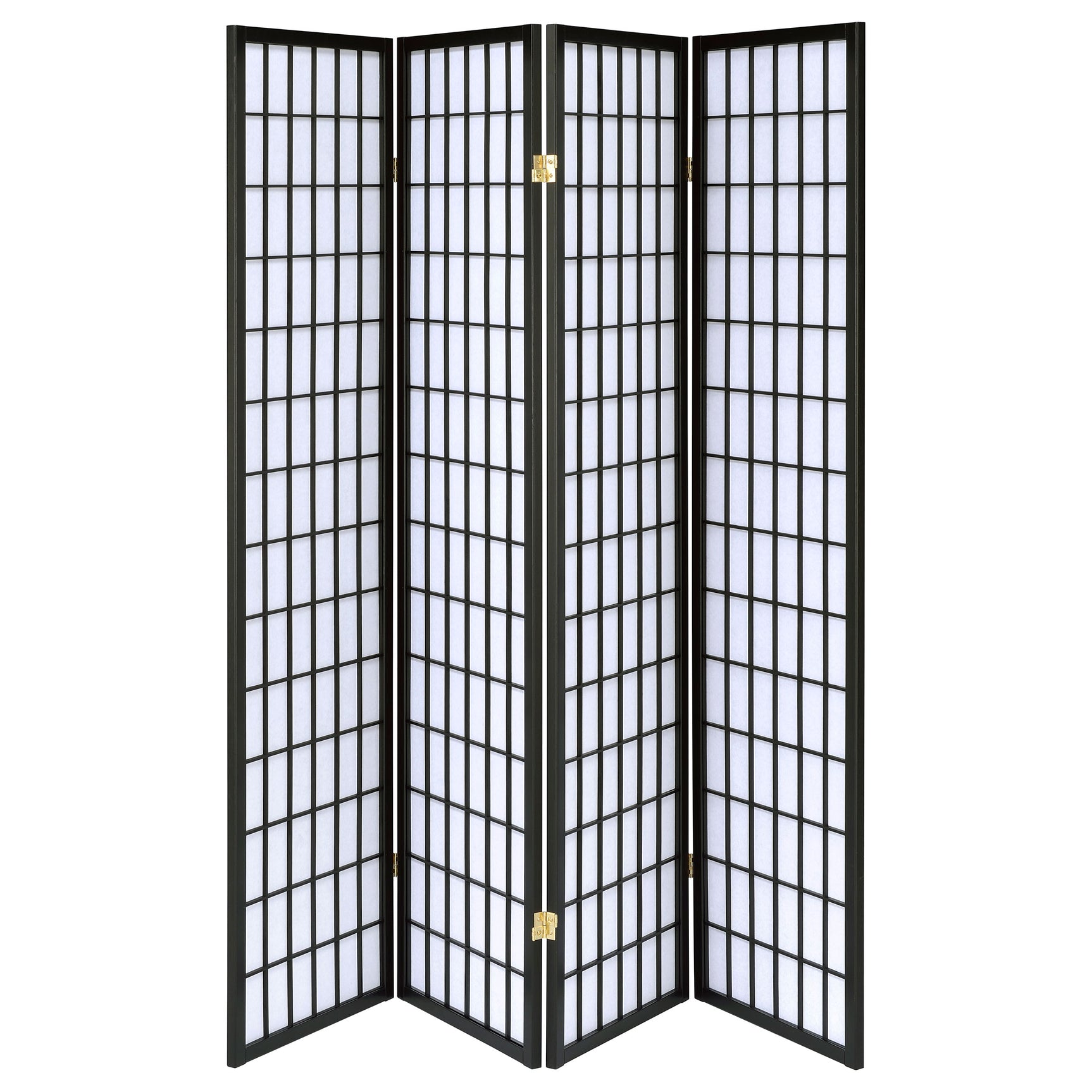 Roberto 4-Panel Room Divider Folding Shoji Screen Black - Tampa Furniture Outlet