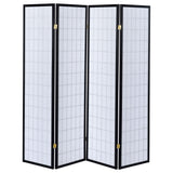 Roberto 4-Panel Room Divider Folding Shoji Screen Black - Tampa Furniture Outlet