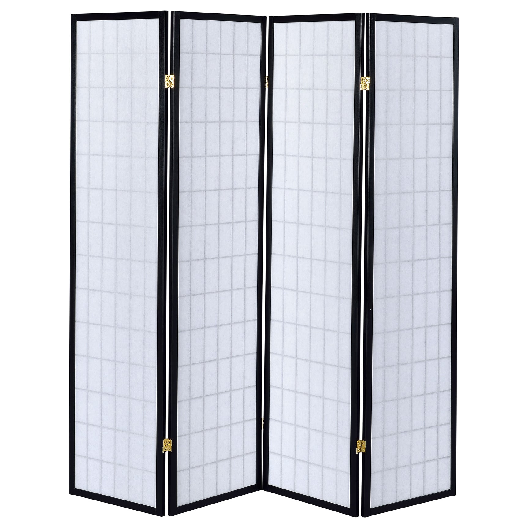 Roberto 4-Panel Room Divider Folding Shoji Screen Black - Tampa Furniture Outlet