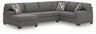 Tampa Furniture Outlet - Ashley Furniture - Newellen Sectional - RAF 3-Piece Sleeper Sectional with Chaise / Greystone - 48405S5