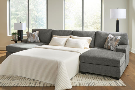 Tampa Furniture Outlet - Ashley Furniture - Revenna Sectional - RAF 3-Piece Sleeper Sectional with Double Chaise / Greystone - PC48405S7