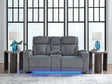 Tampa Furniture Outlet - Ashley Furniture - Studio Cave Living Room - PWR REC Loveseat/CON/ADJ HDRST / Steel - PC4980218