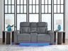 Tampa Furniture Outlet - Ashley Furniture - Studio Cave Living Room - PWR REC Loveseat/CON/ADJ HDRST / Steel - PC4980218