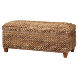 Laughton Hand-Woven Banana Leaf Storage Bench Amber - Tampa Furniture Outlet