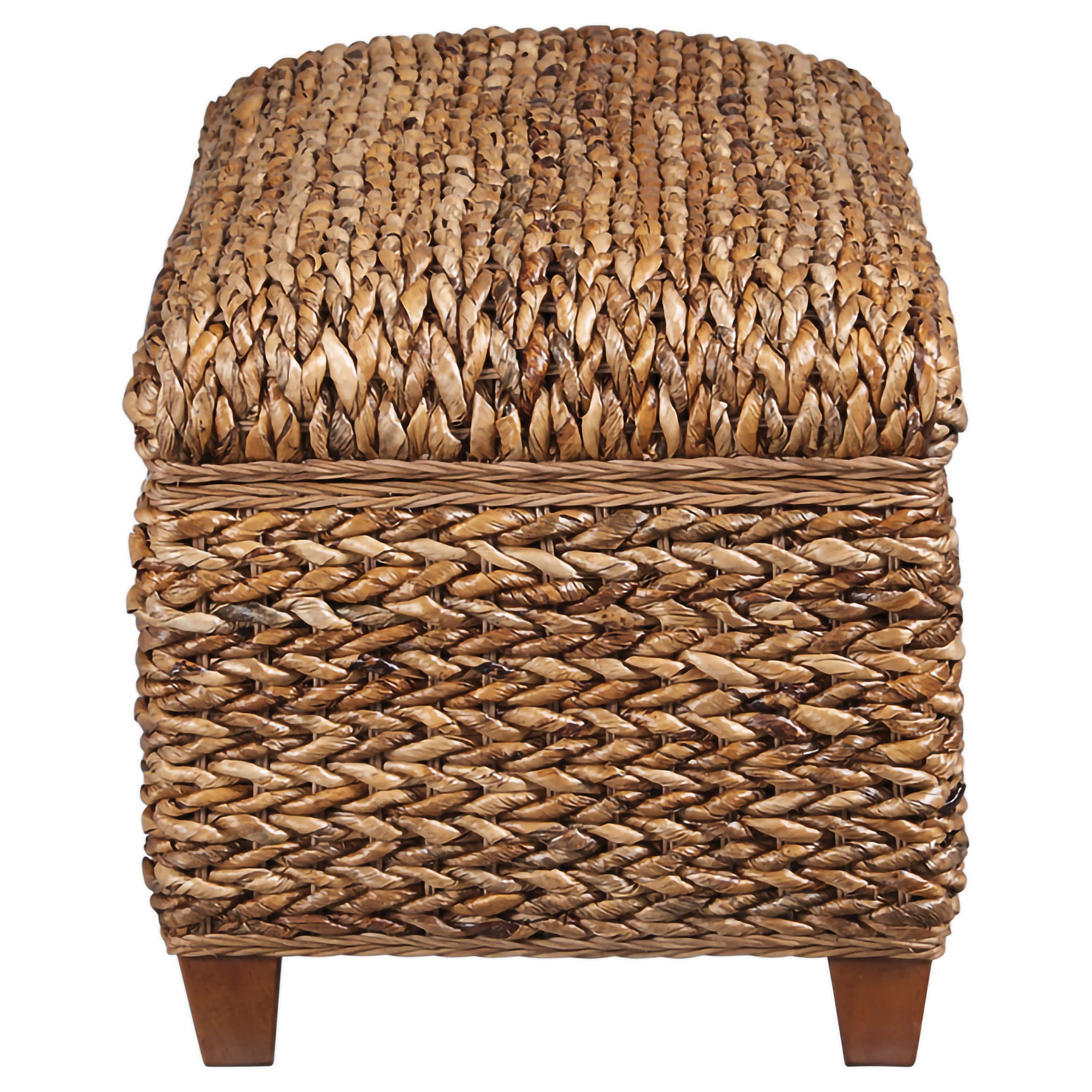 Laughton Hand-Woven Banana Leaf Storage Bench Amber - Tampa Furniture Outlet