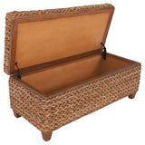 Laughton Hand-Woven Banana Leaf Storage Bench Amber - Tampa Furniture Outlet