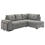 Tampa Furniture Outlet - Coaster - Roanne Fabric Upholstered Sleeper Sectional Sofa Grey - 500347