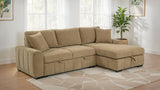 Tampa Furniture Outlet - Coaster - Pastrana Upholstered Sleeper Sectional Sofa RAF Chaise Camel - 500348