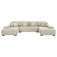 Tampa Furniture Outlet - Coaster - Cannella U-Shaped Double Chaise Upholstered Sectional Sofa Beige - 500350