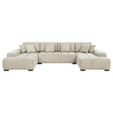 Tampa Furniture Outlet - Coaster - Cannella U-Shaped Double Chaise Upholstered Sectional Sofa Beige - 500350