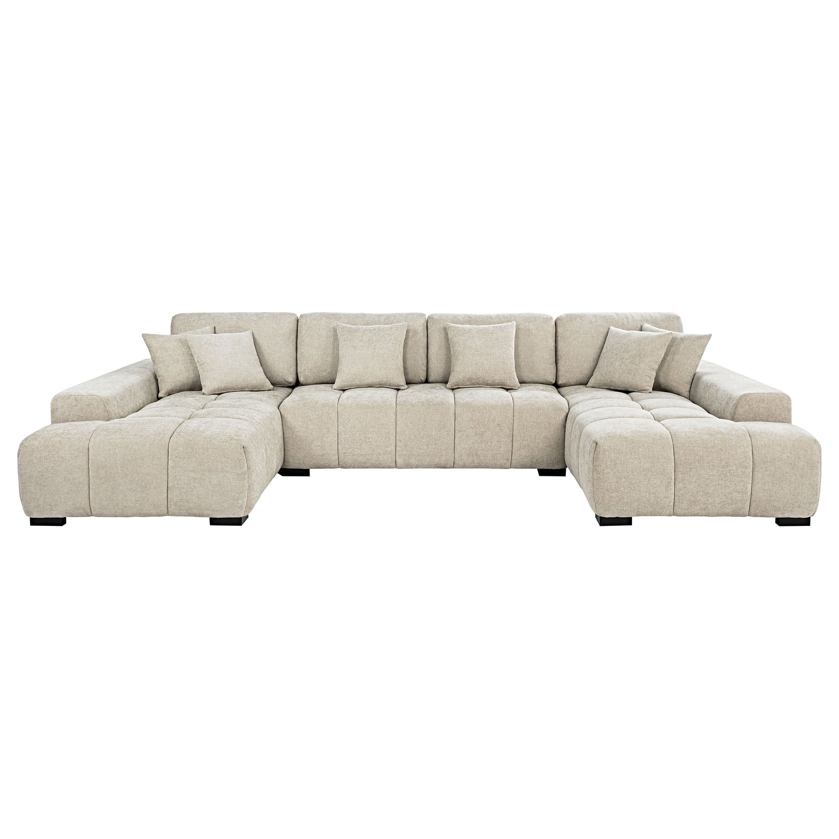 Tampa Furniture Outlet - Coaster - Cannella U-Shaped Double Chaise Upholstered Sectional Sofa Beige - 500350