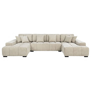 Tampa Furniture Outlet - Coaster - Cannella U-Shaped Double Chaise Upholstered Sectional Sofa Beige - 500350
