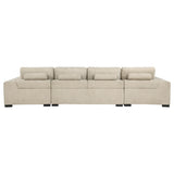 Cannella U-Shaped Double Chaise Upholstered Sectional Sofa Beige