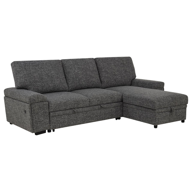 Tampa Furniture Outlet - Coaster - Demko Sleeper Sectional Sofa with Speaker and Storage Chaise Granite - 500355