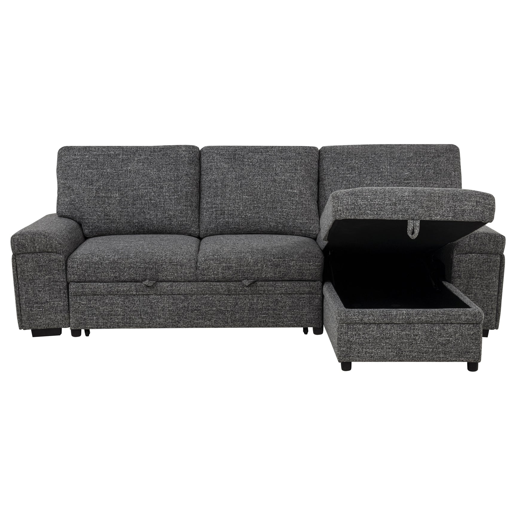 Demko Sleeper Sectional Sofa with Speaker and Storage Chaise Granite