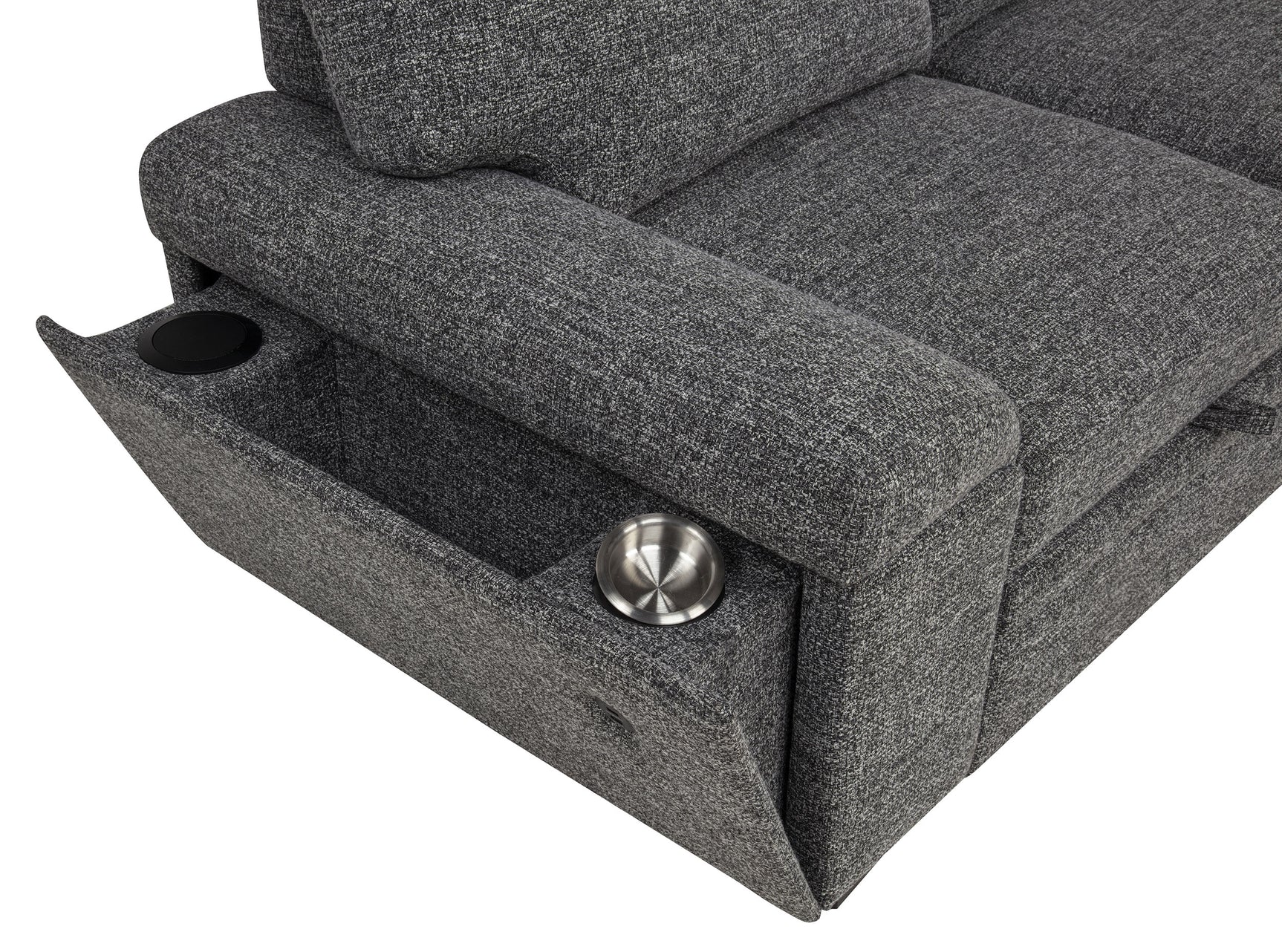 Demko Sleeper Sectional Sofa with Speaker and Storage Chaise Granite