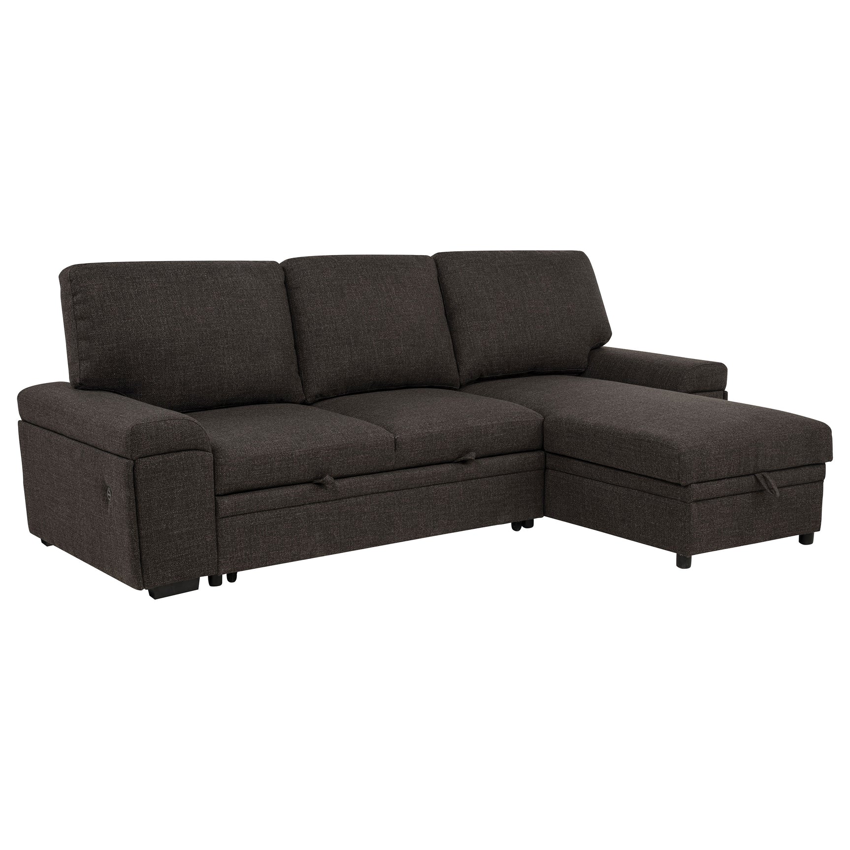 Tampa Furniture Outlet - Coaster - Demko Sleeper Sectional Sofa with Speaker and Storage Chaise Brown - 500356