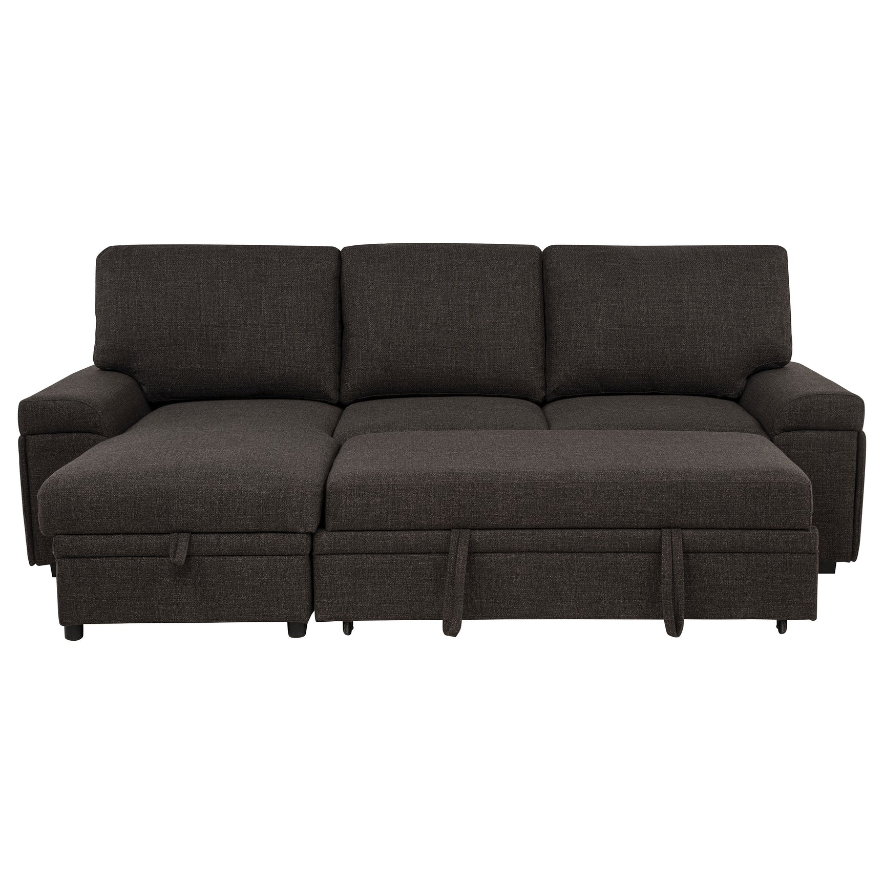 Demko Sleeper Sectional Sofa with Speaker and Storage Chaise Brown