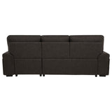 Demko Sleeper Sectional Sofa with Speaker and Storage Chaise Brown