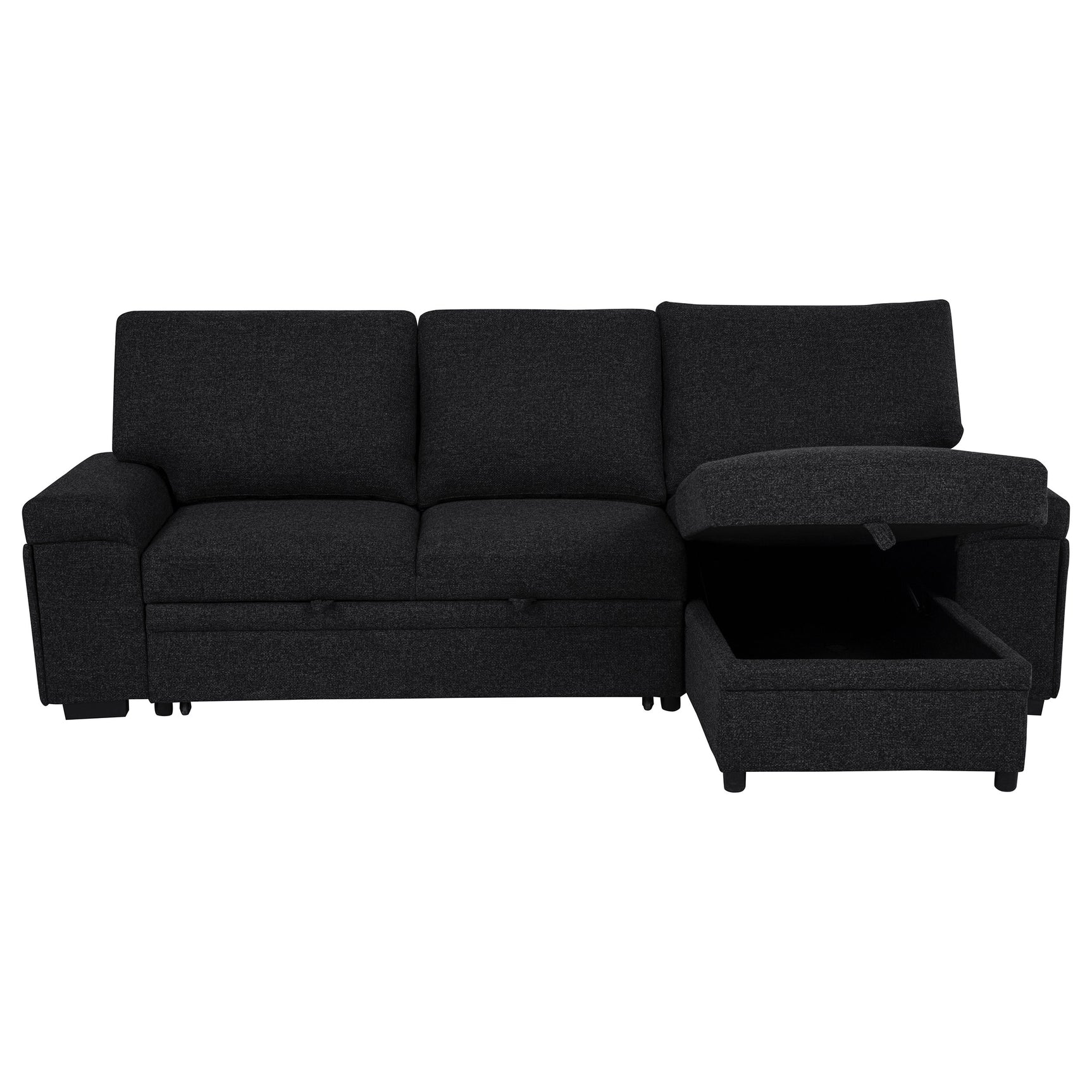 Demko Sleeper Sectional Sofa with Speaker and Storage Chaise Black