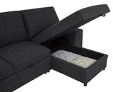 Demko Sleeper Sectional Sofa with Speaker and Storage Chaise Black