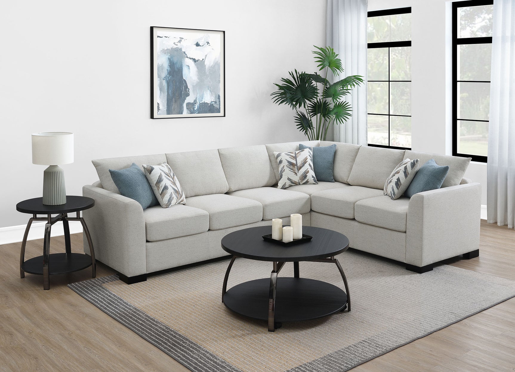 Ashford Chenille Upholstered Sleeper Sectional Sofa Greige - Tampa Furniture Outlet