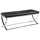 Tampa Furniture Outlet - Coaster - Walton Leatherette Upholstered Tufted Accent Bench Black - 501156