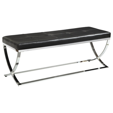 Tampa Furniture Outlet - Coaster - Walton Leatherette Upholstered Tufted Accent Bench Black - 501156