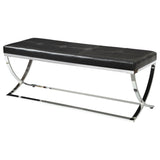 Walton Leatherette Upholstered Tufted Accent Bench Black - Tampa Furniture Outlet
