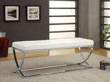Walton Leatherette Upholstered Tufted Accent Bench White - Tampa Furniture Outlet