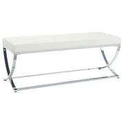 Tampa Furniture Outlet - Coaster - Walton Leatherette Upholstered Tufted Accent Bench White - 501157
