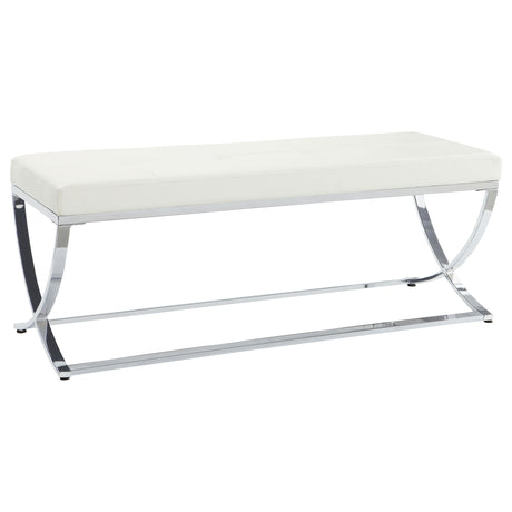 Tampa Furniture Outlet - Coaster - Walton Leatherette Upholstered Tufted Accent Bench White - 501157