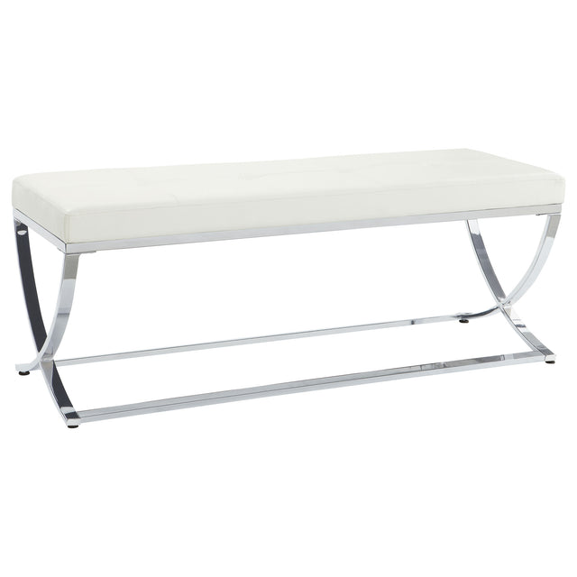 Tampa Furniture Outlet - Coaster - Walton Leatherette Upholstered Tufted Accent Bench White - 501157