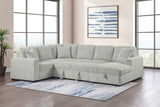 Devonshire Sleeper Sectional Sofa Storage Chaise Grey - Tampa Furniture Outlet
