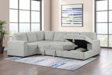 Devonshire Sleeper Sectional Sofa Storage Chaise Grey - Tampa Furniture Outlet