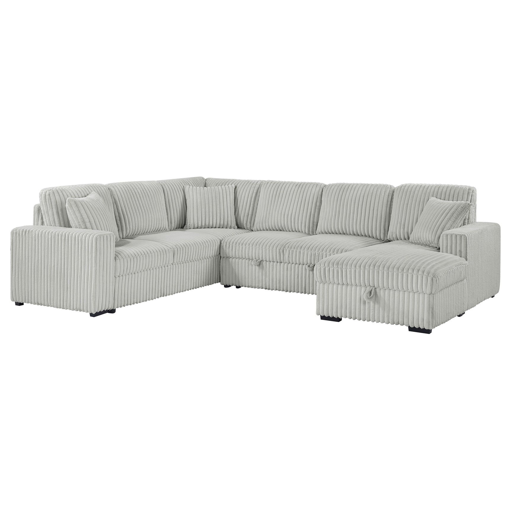Tampa Furniture Outlet - Coaster - Devonshire Sleeper Sectional Sofa Storage Chaise Grey - 501208