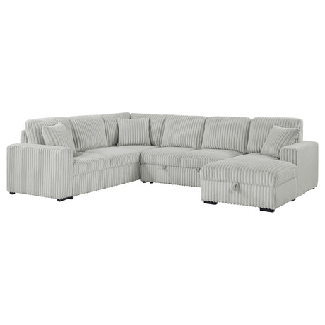Tampa Furniture Outlet - Coaster - Devonshire Sleeper Sectional Sofa Storage Chaise Grey - 501208