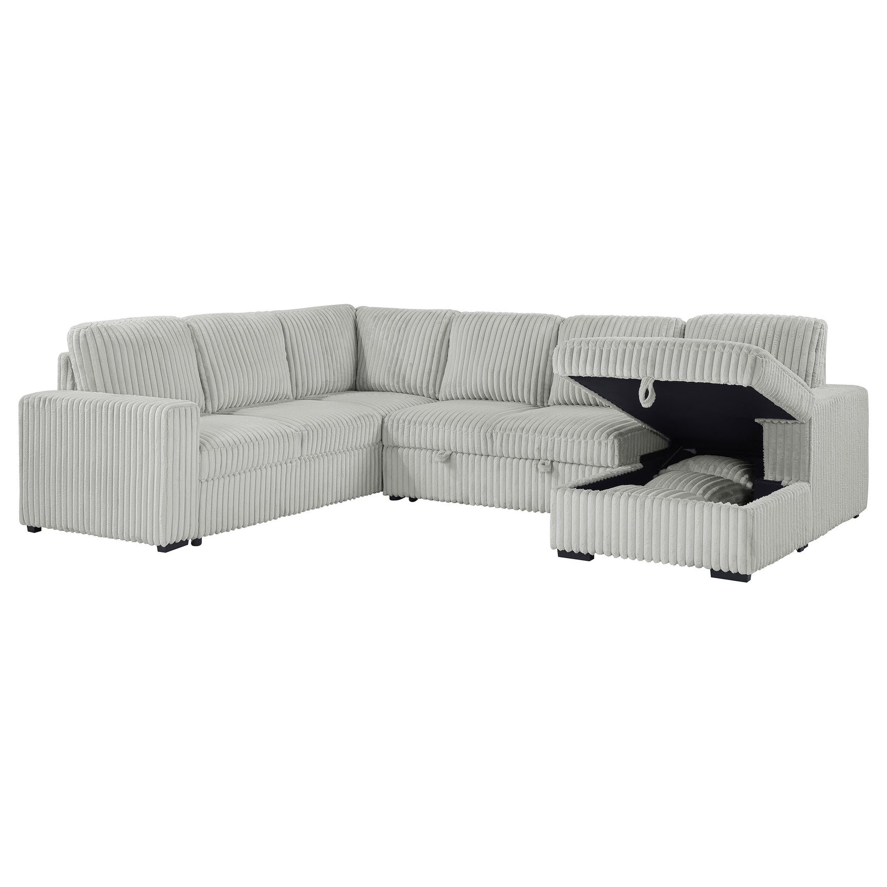 Devonshire Sleeper Sectional Sofa Storage Chaise Grey - Tampa Furniture Outlet