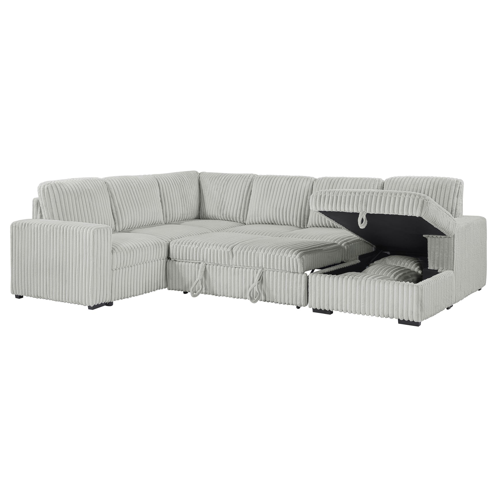 Devonshire Sleeper Sectional Sofa Storage Chaise Grey - Tampa Furniture Outlet