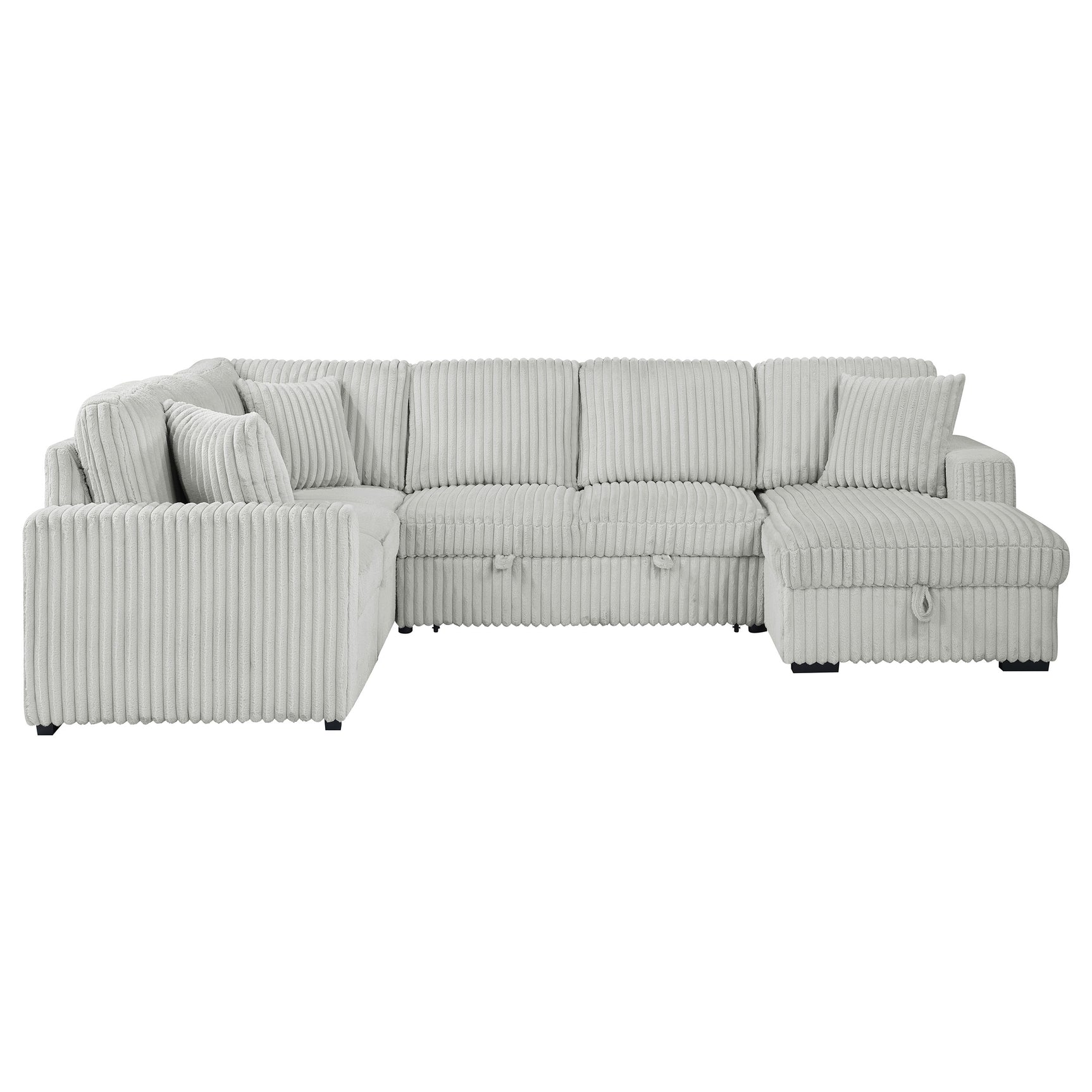 Devonshire Sleeper Sectional Sofa Storage Chaise Grey - Tampa Furniture Outlet