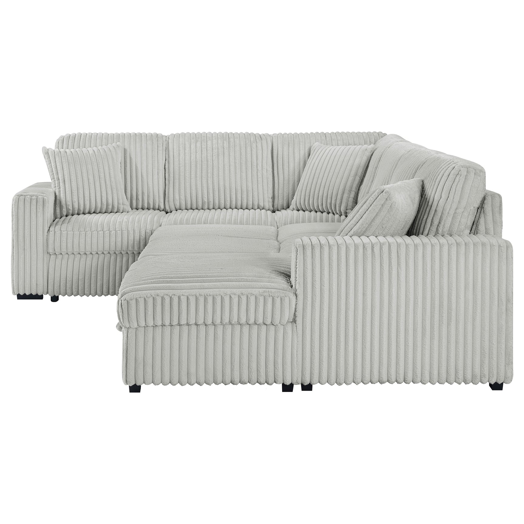 Devonshire Sleeper Sectional Sofa Storage Chaise Grey - Tampa Furniture Outlet