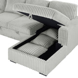 Devonshire Sleeper Sectional Sofa Storage Chaise Grey - Tampa Furniture Outlet
