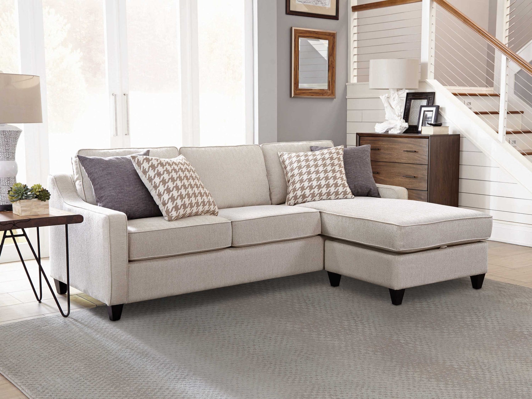 Mcloughlin Upholstered Sloped Arm Sectional Sofa Platinum - Tampa Furniture Outlet