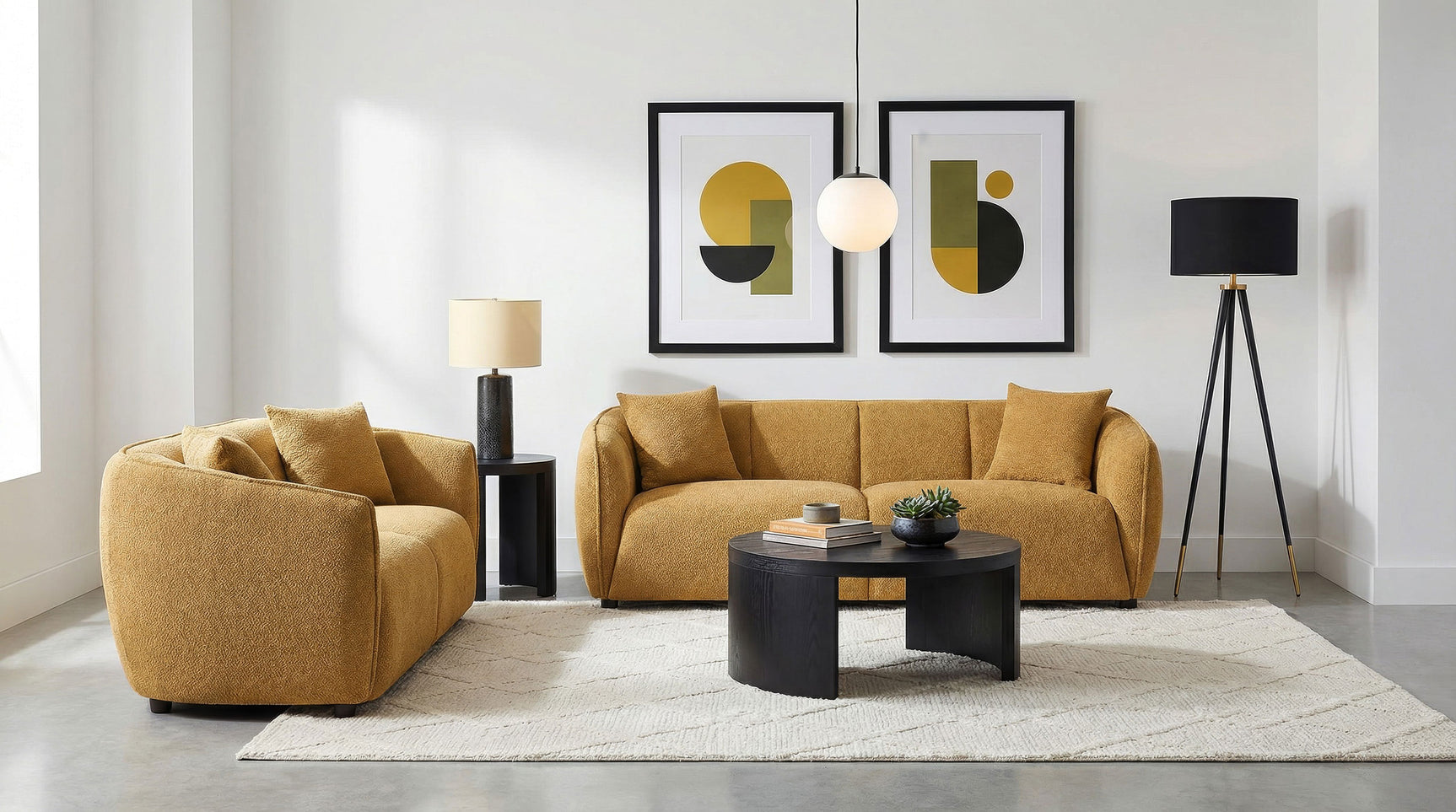 Tampa Furniture Outlet - Coaster - Aleisha 2-piece Fabric Upholstered Sofa Set Mustard Yellow - 503061-S2