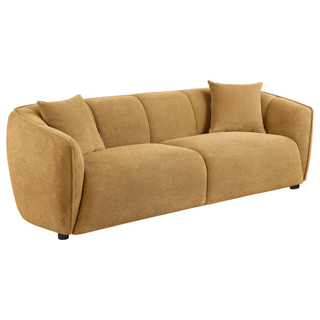 Tampa Furniture Outlet - Coaster - Aleisha Fabric Upholstered Sofa Mustard Yellow - 503061