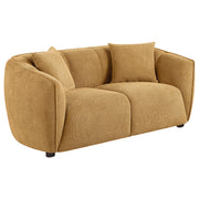 Tampa Furniture Outlet - Coaster - Aleisha Fabric Upholstered Loveseat Mustard Yellow - 503062