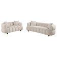 Tampa Furniture Outlet - Coaster - Whitney 2-Piece Contemporary Channel Tufted Woven Fabric Sofa Set Pebble - 503721-S2
