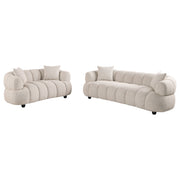 Tampa Furniture Outlet - Coaster - Whitney 2-Piece Contemporary Channel Tufted Woven Fabric Sofa Set Pebble - 503721-S2