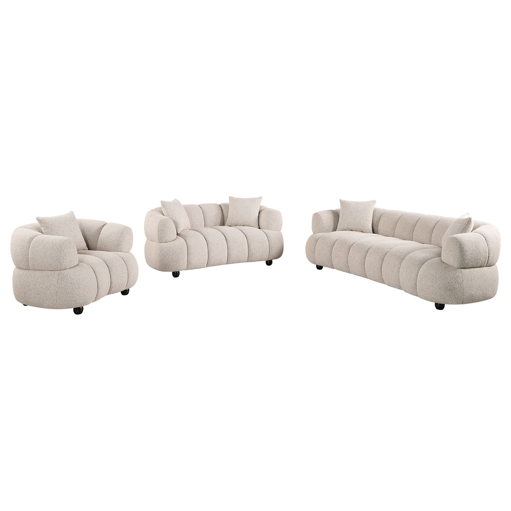 Tampa Furniture Outlet - Coaster - Whitney Contemporary Channel Tufted Woven Fabric Upholstered Sofa Set - 503721-S3